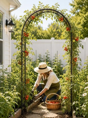 Thickened Tube Garden Arch,7.3ft Heavy-Duty Metal with 16mm Steel Tubes & 0.5mm Thickened Wall, Durable Outdoor Trellis for Climbing Plants,Roses,Garden Party,Ceremony & Decorations (Black) - Image 5