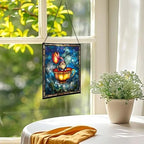 Gnome in Tulip Teacup Stained Glass Suncatcher – Square Hanging Window Panel for Home or Greenhouse – Whimsical Glass Art Gift for Garden Lovers, Christmas, Halloween, Father Days dXYmAm - Image 3