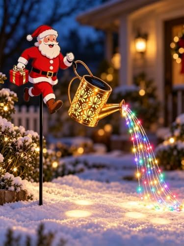 Christmas Solar Kettle Lights,Solar Santa Claus Watering Can Light，A(Color) by Unknown