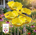 Metal Flower Garden Stakes Bird Bath, Handmade Floral Metal Garden Stakes Decorative, Serving as a Mini Bird Bath & Butterfly Bee Watering Station for Outdoor Lawn & Yard Decor (5pcs Light Yellow) by Unknown