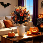 Outdoor Artificial Flowers Fake Plants, Artificial Topiary Balls with Ground Spikes, UV Resistant, Mix 4 Colors, 2 Pack, 20 inch, Garden Porch Patio Gravesite Indoor Decor (2 PCS Pumpkin Color) - Image 4