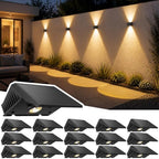 Solar Lights Outdoor Waterproof IP67, WarmWhite Solar Wall Lights Outdoor, Up and Down Fence Lights Solar Powered Dusk to Dawn for Patio, Garden, Backyard, Porch, Pathway, Door, Garage (16 Pack) by Delaiglow