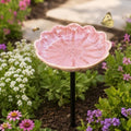 Ceramic Pollinator Watering Station for Garden, Flower Shaped Bee Butterfly Water Feeder Bowl on Stake, Outdoor Yard Decor, 1 Pack, Blush Pink by Unknown