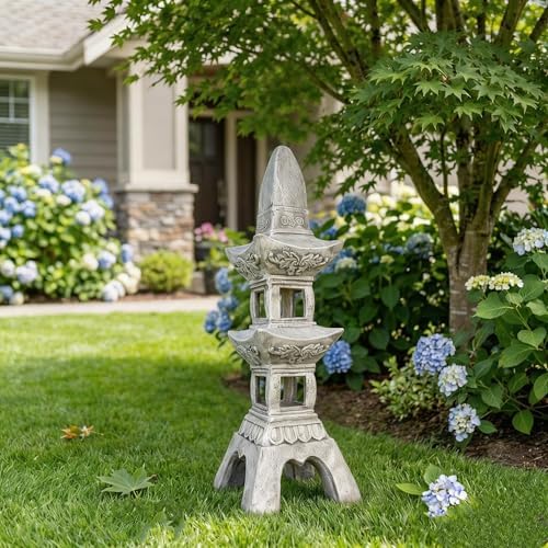 35.5''High Asian Zen Pagoda MGO Tall Lantern Statue - Image 3