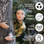 Vine Fairy Tree Hugger Garden Peeker, Whimsical Tree Sculpture, Resin Yard Art Tree Faces Decor Outdoor Garden Decorations Gift for Fairytale Lovers - Image 3