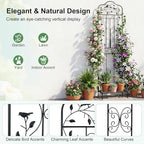 Giantex Metal Garden Trellis for Climbing Plants, 75" x 20" Outdoor Rose Trellis w/Foldable Bottom Shelf, Freestanding Plant Support for Vines, Flowers, Vegetables & Fruits, Patio Lawn Garden, Black - Image 3