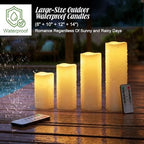 Rossesay 4 Pcs 8" 10" 12" 14" X 4", Flameless Candles, Ivory White, Vivid - Image 3