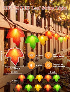 Fall Decor String Lights, 12FT 20 LED Thanksgiving Leaf Lights Plug in - Image 2