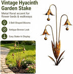 Triple Bluebells Garden Stake with Bell, Flamed Copper Three Calla Lilies Garden Stake, Metal Flower Outdoor Yard Decoration, Weather Resistant Rustic Handmade Wind Bell Stakes for Lawn Patio (B) - Image 5