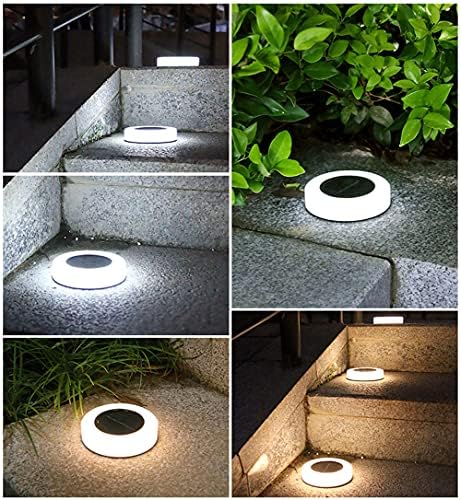 Solar Ground Lights 4 Pack, 8LED Solar Disk Lights Outdoor Solar Lights, Waterproof Atmosphere in-Ground Lights Solar Garden Lights for Landscape Deck Walkway Outdoor(White Light) - Image 5