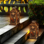 Solar Hanging Lantern Moth Skull Pumpkin Rose Gothic Orange Black Vintage Tattoo Style Waterproof LED Lights Decor Patio Yard Lawn Porch Lamp, Birthday Gift for Mom Women Garden Outdoor Decor - Image 6