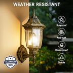 EMART Outdoor Front Porch Light with Bulb, Wall Lamp Fixture(2 Pack, Gold) - Image 2