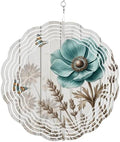10 Inch Teal Vintage Floral Wind Spinner for Yard and Garden, Retro Flowers Wooden Butterfly Hanging Ornaments Outdoor 3D Kinetic Wind Sculpture Spinners Indoor Outdoor Patio Décor Ornaments Gift by Unknown