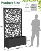 2PCS Metal Planter Box with Trellis,70.9"x47.2"x15.7" Raised Garden Bed with Drainage Holes, Privacy Planters for Outdoor Garden Bed for Climbing Plants,Vegetables,and Vines, Black-Flower - Image 2