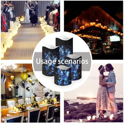 LED Flameless Candles with Remote Set of 4 Butterfly Battery Operated Pillar Candles with Timer Color Changing Electric Candles for Wedding Table Festival Decorations - Image 7