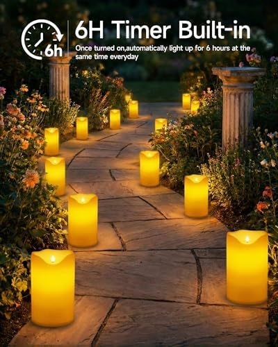 Homemory 6.3"x12" Extra Large Outdoor Waterproof Candle with Auto 6H Timer - Image 6