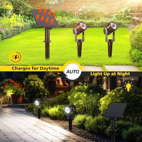 T-SUN Solar Spot Lights Outdoor, Dual Head Solar Spotlights, Cool White - Image 4