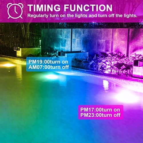 LED Flood Light Outdoor 500W Equivalent Color Changing Landscape Lighting, 24H Timing+120 Colors Strobe+2700K Warm White+DIY Flash, IP66 Waterproof Up Stage House RGB Led Light Indoor US 3-Plug 6Pack - Image 3
