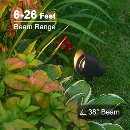 GOODSMANN Landscape Lighting 2PK Low Voltage Landscape Flood Lights 3W LED 200 Lumen Outdoor Spotlight 3000K Warm White Replaceable LED Bulbs Outside Hardwired Lighting with Metal Stakes - Image 4