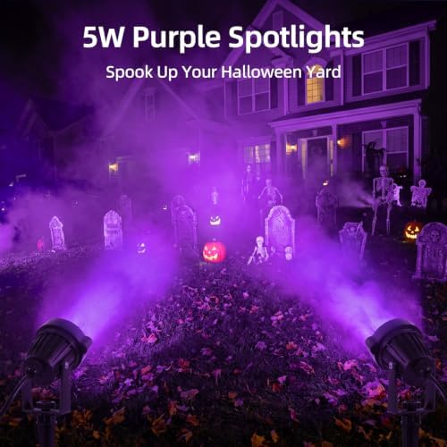 Halloween Orange Purple Spotlights Outdoor Landscape Lighting for Yard - Image 2