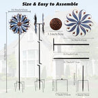 VEWOGARDEN Wind Spinners Outdoor, Metal Kinetic Wind Spinner with Flower Design for Yard Garden Lawn Decorations, Dark Blue - Image 4