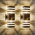 2 Pack Motion Sensor Outdoor Wall Light Fixture Up Down Porch Lights Modern Dusk to Dawn Exterior Sconce Light Wall Mount Outside Coach Lantern for House Front Door Garage (With 4 Dimmable Warm Bulbs) by DELICAVYLIGHTING