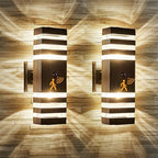 2 Pack Motion Sensor Outdoor Wall Light Fixture Up Down Porch Lights Modern Dusk to Dawn Exterior Sconce Light Wall Mount Outside Coach Lantern for House Front Door Garage (With 4 Dimmable Warm Bulbs) by DELICAVYLIGHTING