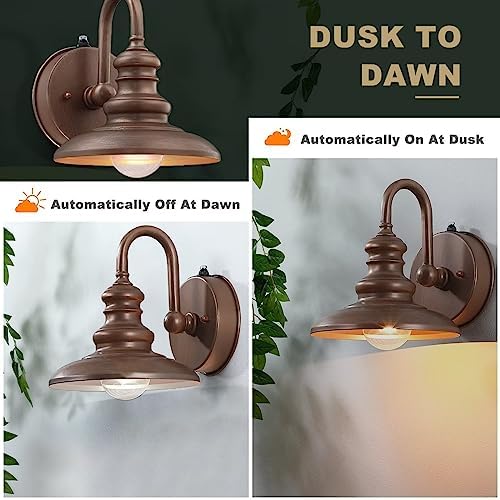 LONEDRUID Dusk to Dawn Sensor Rustic Outdoor Gooseneck Barn Light Fixture - Image 2