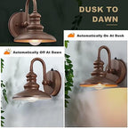 LONEDRUID Dusk to Dawn Sensor Rustic Outdoor Gooseneck Barn Light Fixture - Image 2