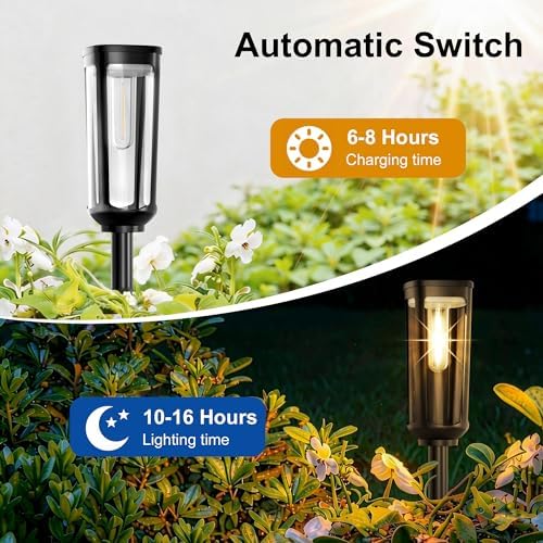 JEJOT Solar Pathway Lights Outdoor Waterproof, 6 Pack Solar Walkway Lights - Image 3