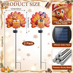 Lewondr 2PCS Thanksgiving Decorations Solar Fall Turkey Garden Stakes - Image 6