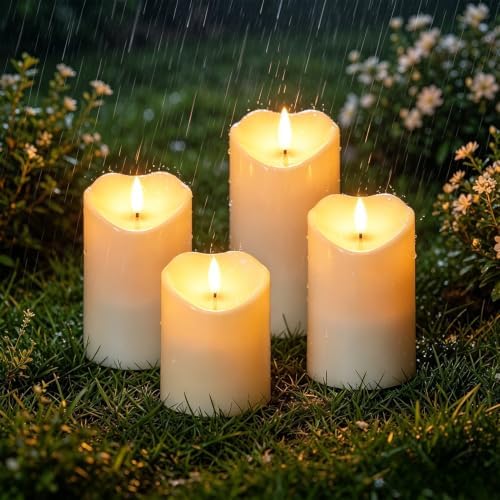 Wondise 4Pack Solar Candles Outdoor Waterproof IP65 Rechargeable by Wondise