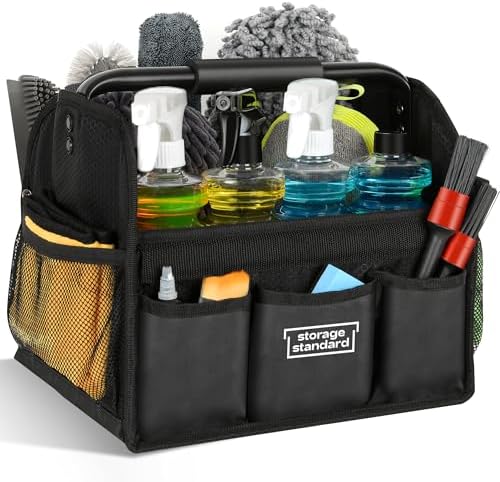 Detailing Caddy Organizer with Handle - Storage, Cars, & Cleaning Caddy for Supplies, Tools, & Home Improvement - Heavy Duty Car Detailing Supplies With Multi-Pockets & Collapsible Tote Design - Image 3