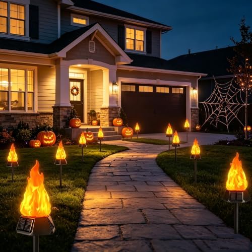 Toodour Solar Halloween Lights Outdoor, 8 Pack Solar Torch Light Waterproof - Image 2