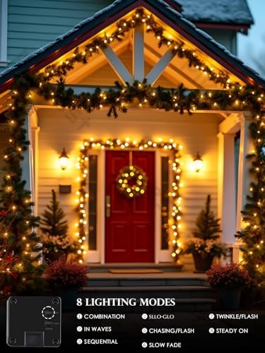 Solar Christmas Lights Outdoor 4 Pack 132FT 400LED String Lights Warm White - Image 2