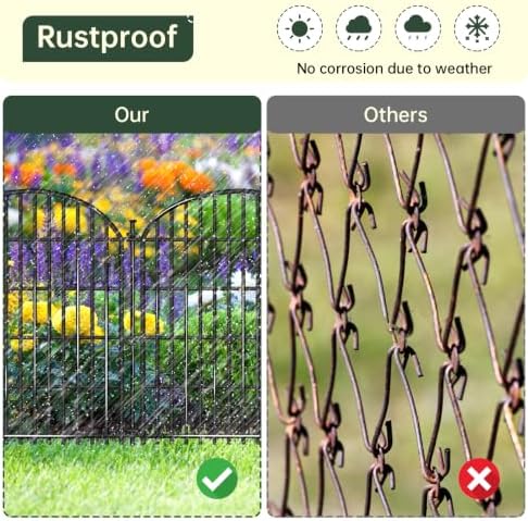 20 Panels No Dig Decorative Garden Fence, 33in(H) x 44ft(L) Animal Barrier, Rustproof Metal Temporary Dog Fence for Outdoor Yard, Patio, Flower Bed - Image 4