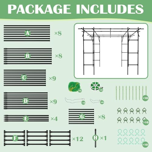 DoCred 87"H x 118"L Garden Arch Trellis, Metal Trellis for Climbing Plants - Image 6