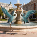 chisheen Garden Statue Outdoor Metal Heron Crane Yard Art Sculpture for Lawn Patio Backyard Decoration,46 inch (2-Pack) (White&Blue) - Image 3