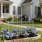 Vintage Metal Garden Fences Rustic Distressed White Decorative Fence Cast Iron Garden Edging Landscape Border Yard Stake Tall Picket Fence Outdoor Flower Bed Lawn Panels - Image 5