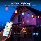 NEEWER 48ft Outdoor String Lights, App Control Smart AI RGBW Hanging, NR01 - Image 5