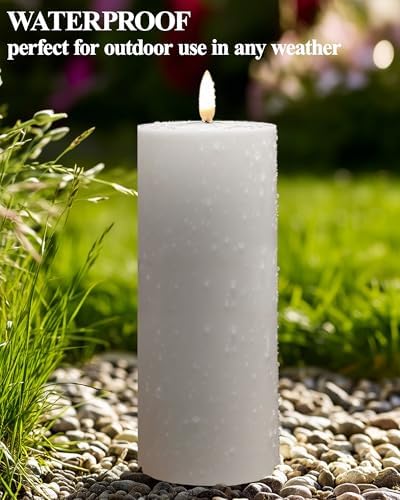 Gmnee 4"x8" Outdoor Waterproof Flameless Candles with Remote Timers Plastic - Image 2
