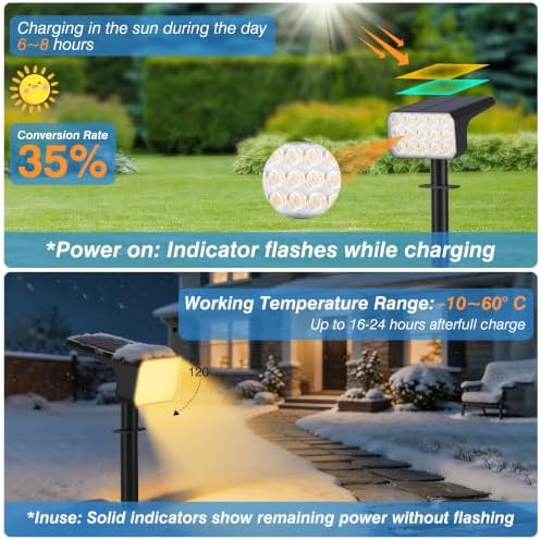 Solar Spot Lights Outdoor Waterproof, 2 Pack, 75 LED Warm White - Image 5