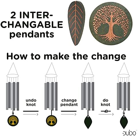 Sympathy Large Memory Wind Chimes 36-inch Tree of Life and Leaf Chimes for Outside - Deep Tones - Image 3