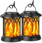 KOOPER Hanging Solar Lights Lantern Outdoor, Flickering Flames Solar Outdoor Lights, Solar Lanterns Outdoor Waterproof with Bigger Panel, Lanterns Decorative Outdoor for Yard Garden Decor, 2 Pack by KOOPER