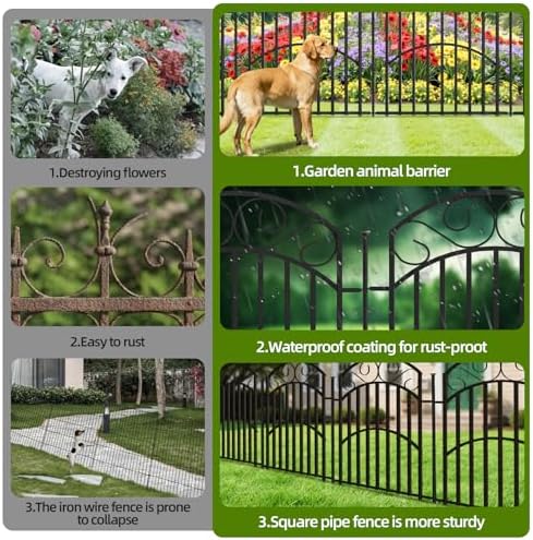 5 Panel 32in Decorative Garden Fence, 11ft No Dig Metal Border - Image 5