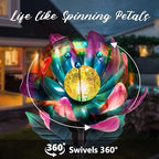 AIINY Solar Purple Metal Flower Wind Spinners, Colorful Spinning Windmill Lotus Yard Art Lights Wind Pinwheels with LED Crystal Ball Decorative Stake Lighting Flower Sculpture - Image 3