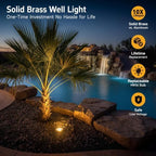 Gardenreet Brass Well Lights, 12V Low Voltage Wired 2700K In-Ground, 6PK - Image 2