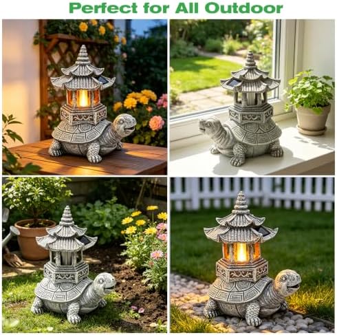 Solar Garden Turtle Statue, Outdoor Light Decoration Gift for Women Mom Dad - Image 7