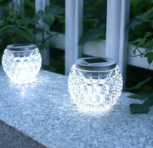 yuans Solar Table Light, Solar Mosaic Lights Color Changing Solar Glass Ball Garden Lights Waterproof Solar Night Lights Table Lamps (White Grass, 1 Pack) by Unknown