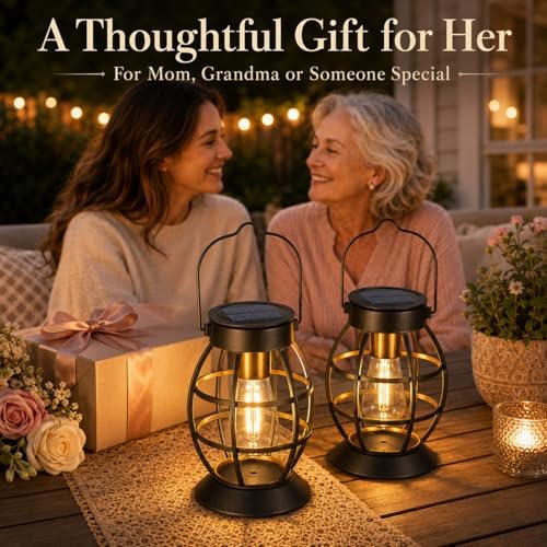 LeiDrail Solar Lanterns Outdoor, Hanging Metal Lights, Dual LED, 2 Pack - Image 2